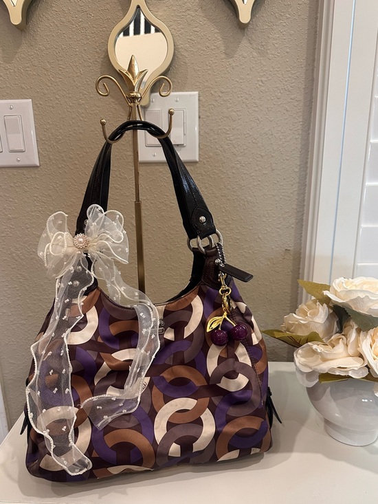 Coach Handbags - Coach Stylish Purple Patterned Shoulder Bag